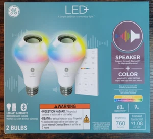 GE LED+ Speaker, Color Changing Light Bulbs w/Remote - Bluetooth - 760 Lumens - Picture 1 of 2