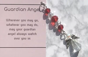 Crystal Birthstone Guardian Angel Hanging Ornament & Card Birthday Gift - Picture 1 of 45