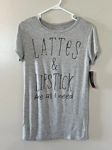 Womens Color Bear Graphic Short Sleeve Shirt Lipstick And Lattes Gray Medium NWT - Picture 1 of 4