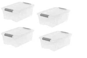 IRIS Buckle-Up Storage Box Set - Clear, 12.9-Quart, Pack of 4 - Picture 1 of 1