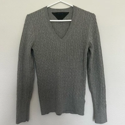 Tommy Hilfiger Cotton + Cashmere grey V neck sweater Preppy Light Academia Foto 1 de 4