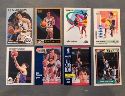 1990 NBA Hoops Skybox 1991 NBA Hoops Skybox 1991 Fleer 1992 Topps John Stockton Foto 1 de 2