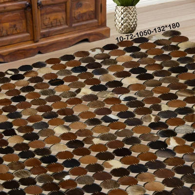 Modern Patchwork Cowhide Rug - Large Real Leather Area Carpet 10-72 - Image 1 of 4