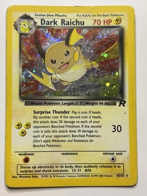 Dark Raichu 83/82 Team Rocket WoTC Holo Rare HP - SWIRL - Pokemon Card - Image 1 of 4