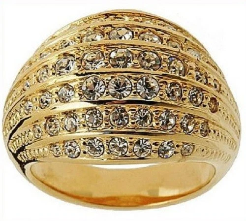 Schmuck Ring vergoldet Kristalle weiß RW18 X59 - Bild 1 von 1