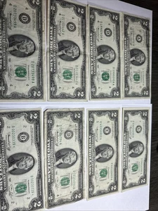 1976 $2 Bills Bulk Lot $16 Face Value. 8 Bills. Good Paper Quality Circulated - Picture 1 of 6