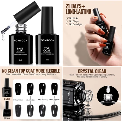 UV-Gel Base & Top Coat Set | 8ml | Schimmerndes Finish - Bild 1 von 4