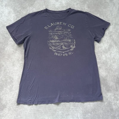 Camisa Ralph Lauren Para Hombres L Púrpura Denim y Suministro Gráfico Ancla Náutica 1967 Foto 1 de 4
