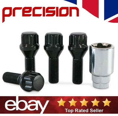 PRECISION Black Locking Wheel Nuts Bolts for Peugeot with Aftermarket Alloys