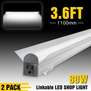 2 Pack Linear LED Shop Light Garage Workbench Ceiling 80W High Bay Area Lighting - Picture 1 of 12