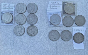 14 Eisenhower Ike Dollar Liberty Eagle Coins 1977 7-D 7-P & 1 Partially Filled D - Picture 1 of 23