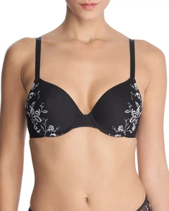 Sujetador con aros Natori Flawless Contour para mujer 34DDD negro/marfil cierre de gancho y ojos - Imagen 1 de 15