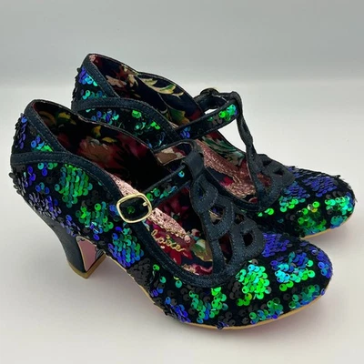 Irregular Choice Green Blue Sequin Party Heels Holiday Christmas Mermaid Oz -6.5 - Image 1 of 4