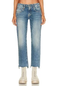 $495 R13 Blue Boy Straight With Rips Jean In Jasper Stretch Size 28 - Picture 1 of 12