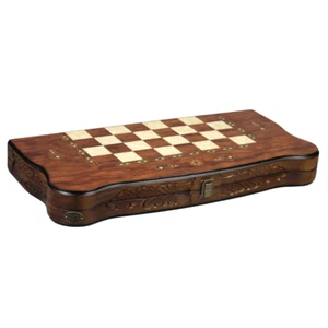 Helena Carved Rosewood Backgammon Set 20 Inch - Picture 1 of 6