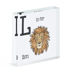 Letter L Is For Lion Acrylic Photo Block Frame Funny Animal - Picture 1 of 1
