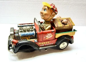 Vintage Pinkee The Farmer Tin Litho Battery Operated Truck - Picture 1 of 9