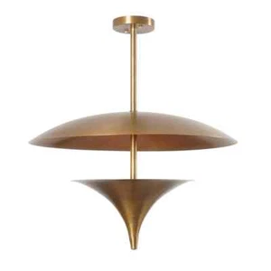 Flush Mount Pendant Light Mid Centur Stilnovo Brass Ceiling Light Fixture - Picture 1 of 6