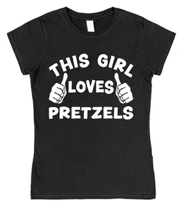 This Guy OR Girl Loves Pretzels T-Shirt Favourite Snack Lover Fun Foodie Gifts - Picture 1 of 18