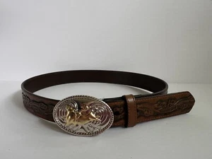 Nocona Belt Co. Brown Leather Belt Cowboy Western Boys Youth Size 28 - Picture 1 of 5