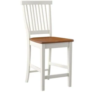 HOMESTYLES Bar Stool 24" Wood Square Seat Off-White w/ 250lb Weight Capacity - Picture 1 of 7