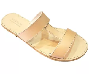 Griechische handgefertigte Sandalen Slide Leder Gladiator alter Stil flache Damenschuhe - Bild 1 von 6