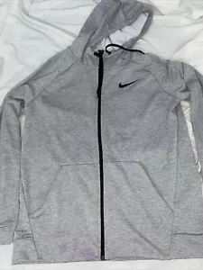 Nike Full Zip Hoodie Gray Has A Purple Stain At Bottom - Picture 1 of 10