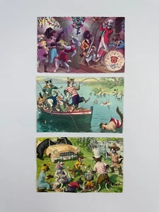 Lot of 3 Vintage Unused Alfred Mainzer Anthropomorphic Postcards, Cats, Dogs - Picture 1 of 5