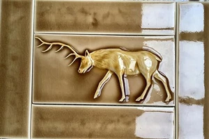 Pratt & Larson handgefertigte dekorative Elch Relief & Feldfliesen 5 Stück Bernstein - Bild 1 von 1