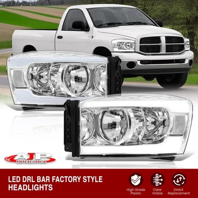Clear Driving LED Tube Head Lights Lamp For 2006-2009 Dodge Ram 1500 2500 3500 - Image 1 of 4