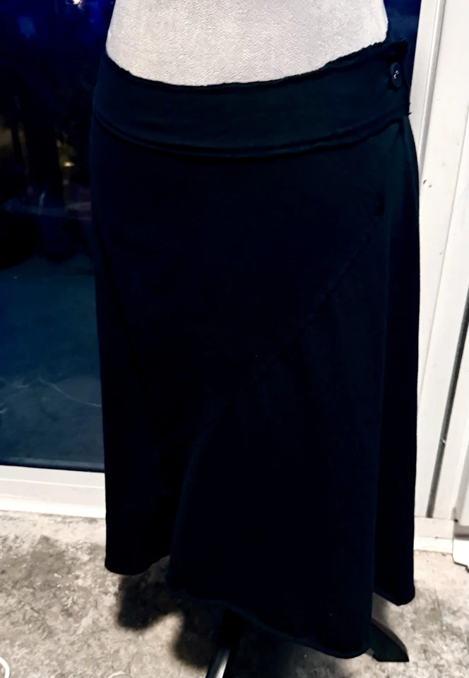 Falda de algodón negra de diseñador Three Dots 100 % algodón hasta la rodilla talla pequeña Y2K Foto 1 de 1