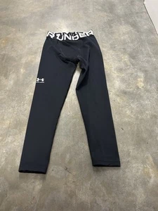 Under Armour Leggings Youth Boys M Black Pull On Fitted Stretch Heat Gear Crop - Picture 1 of 3