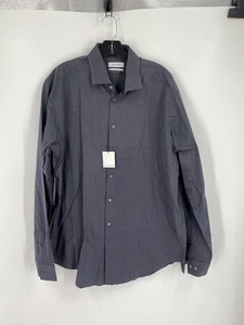 Calvin Klein grau gestreiftes schmales Tannenhemd klassischer Kragen Gr. 17 - Bild 1 von 4
