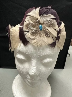 Tocado de plumas indio nativo americano de colección - ajustable NUEVO Foto 1 de 4
