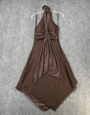 Vestido de cóctel Alyn Paige New York marrón Y2K dobladillo asimétrico halter grande para mujer” Foto 1 de 4