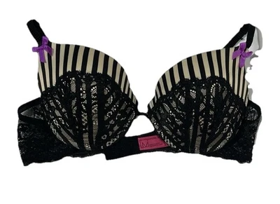 Sujetador push-up, con aros de encaje negro y crema 34C Material Girl Foto 1 de 4
