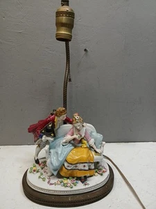 Vintage Victorian Courting Couple Table Accent Lamp Porcelain And Brass - Picture 1 of 16