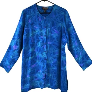 Tunica manica lunga The Silk Road Boho taglia L 100% seta arte da indossare nuova con etichette - Foto 1 di 6