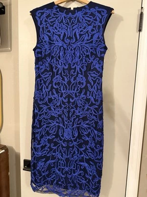 Vestido de cóctel JS Collections para mujer Soutache nube azul marino encaje talla 10 Foto 1 de 4