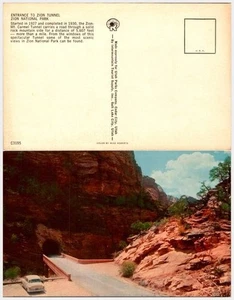 Zion's Mt Carmel Tunnel '50s Utah Parks Chromolith Postcard Navajo Sandstone - Picture 1 of 1