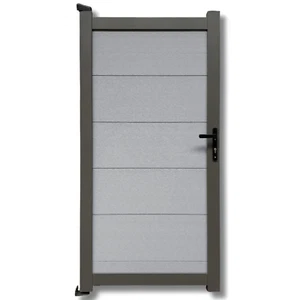 WPC Tür Aluminium Gartentür Zauntür Tor Gartentor Alu Grau massiv 90X180 cm - Bild 1 von 13