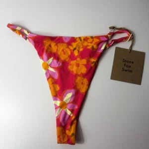 Revolve Stone Fox Swim Bikini Bottom XL Pink Floral lei lei adjustable thong - Picture 1 of 3