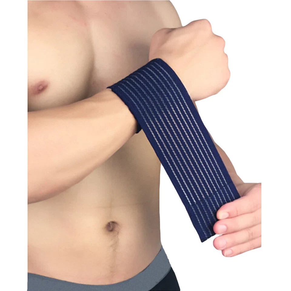Men Wristband Wrap Brace Elastic Striped Bandage Sports Fitness Wristband - Image 1 of 4