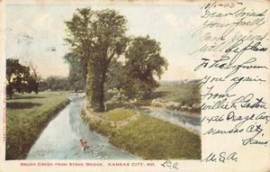 Postcard Brush Creek Stone Bridge Kansas City Missouri MO Stock Yards Stamp 1905 - Picture 1 of 2