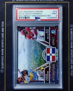 2024 BOWMAN CHROME CAMINERO/DE LA CRUZ INTERNATIONAL IMPACT DIAMOND /150 PSA 9 - Picture 1 of 2