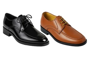 Boys Patent Laces Smart Formal Shoes Black White Tan Brown for Wedding Communion - Picture 1 of 10