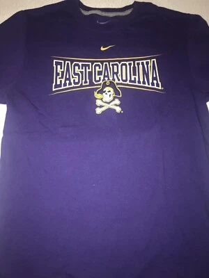 EAST CAROLINA PIRATES T Shirt By NIKE Men’s SMALL Purple W/ Yellow SWOOSH  - Image 1 of 4