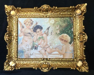Engel Schutzengel Heiligebild Wandbild 56x46 Gerahmte Gemälde Engel Music - Bild 1 von 5