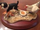 border fine arts hen pecked RR06 1995 Figurine Chicken Cat Sheep Dog