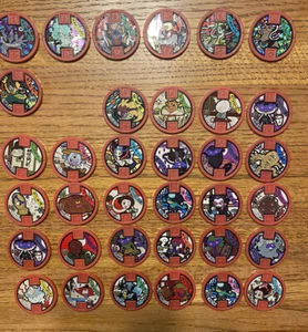 Japanese Bandai Yokai Watch Red Medals 35 Ea (7 are Hologram)**USA SELLER** #1 - Picture 1 of 2